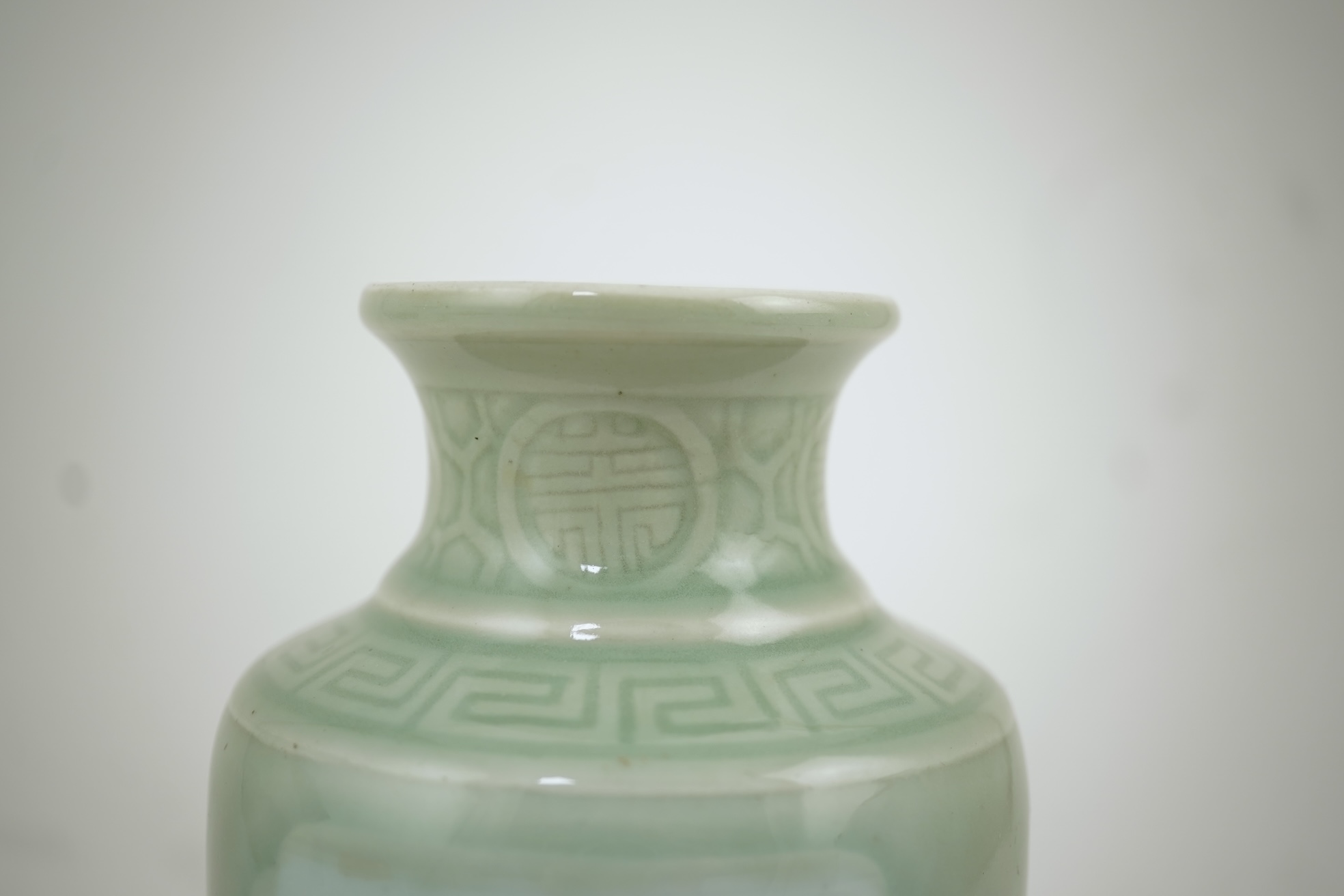 A Chinese celadon glazed landscape vase, 19th century